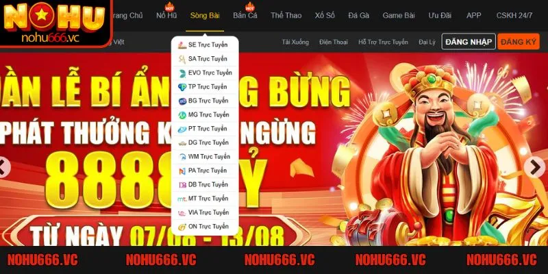 Các đối tác phát hành game tại live casino Nohu666